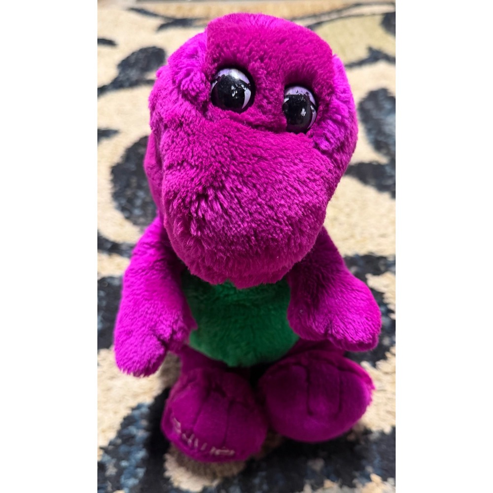 Barney the Dinosaur Plush Purple T-Rex Stuffed Animal Toy Green Belly VTG 13"
